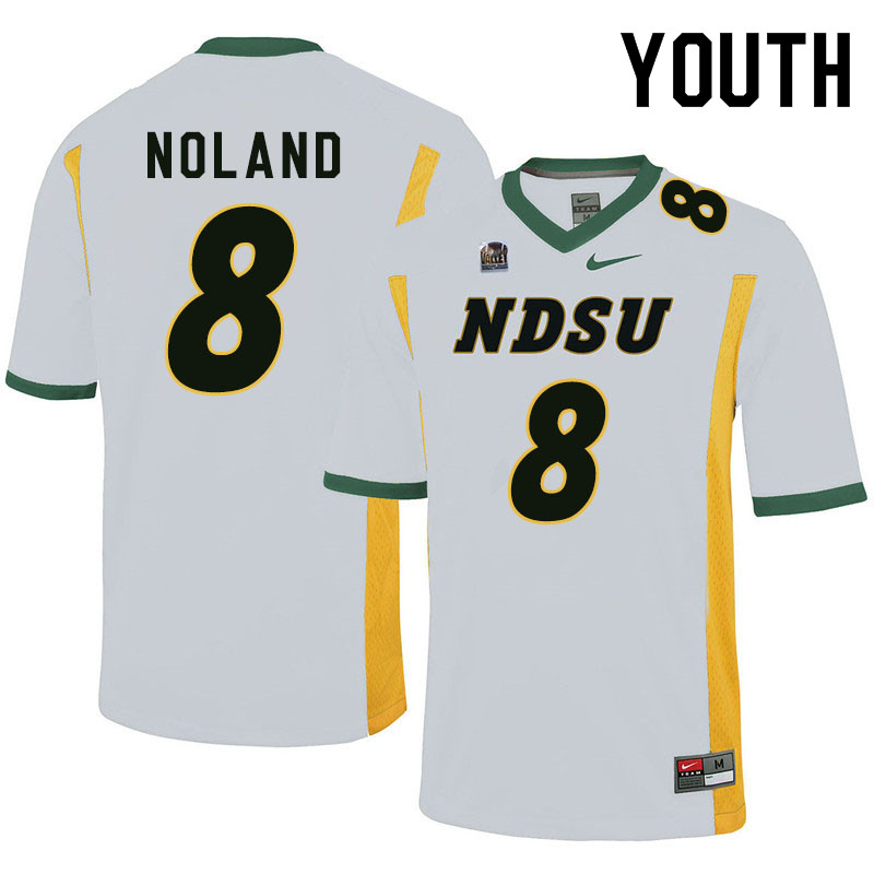 Youth #8 Zeb Noland North Dakota State Bison College Football Jerseys Sale-White - Click Image to Close